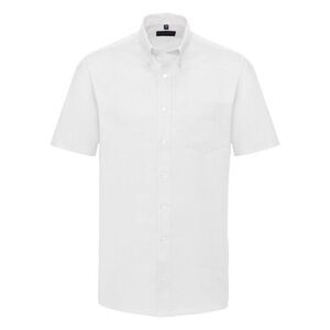 Russell Collection Mens Short Sleeve Easy Care Oxford Shirt / White